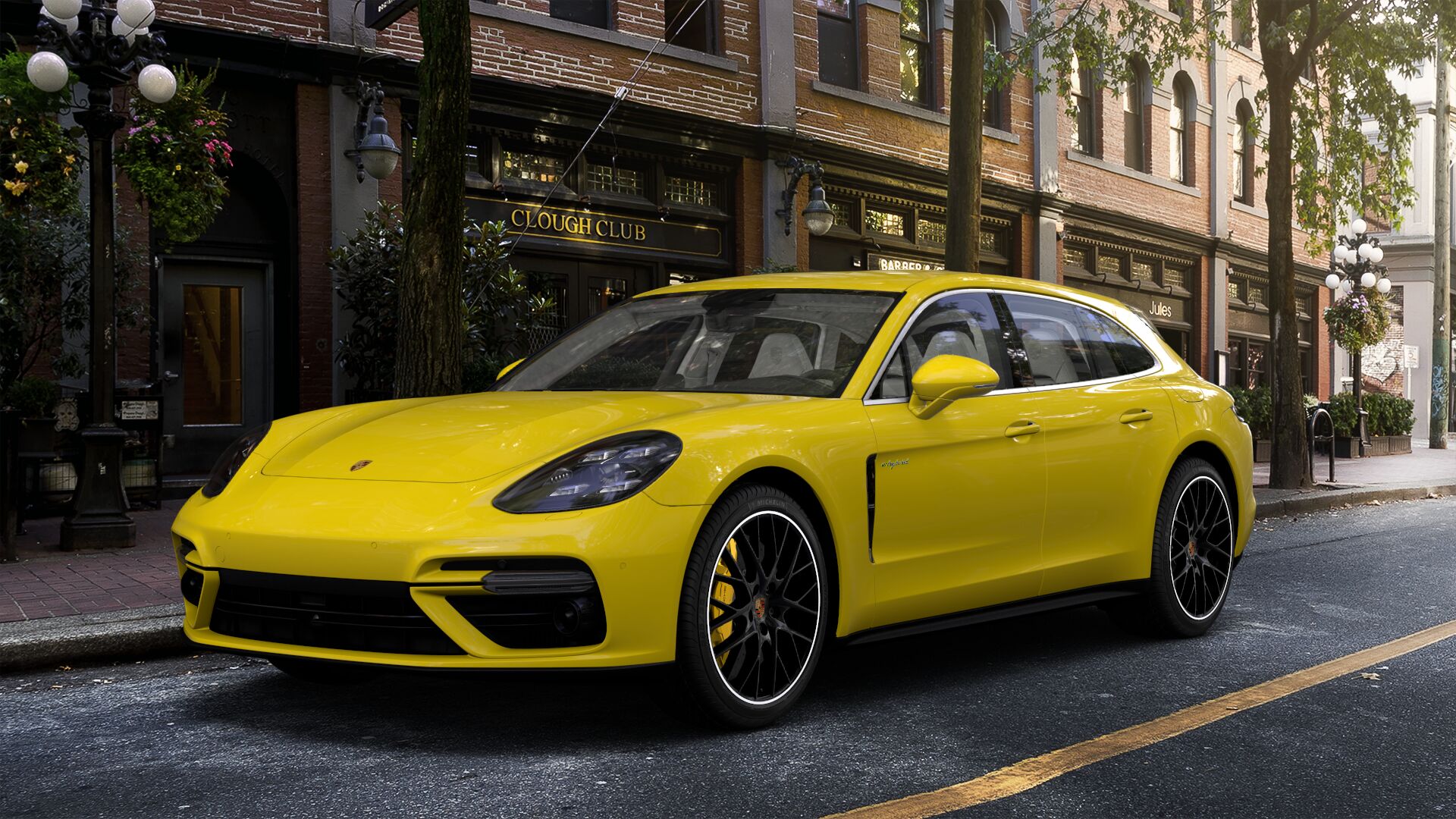 2019 porsche panamera turbo s e-hybrid sport turismo in yellow